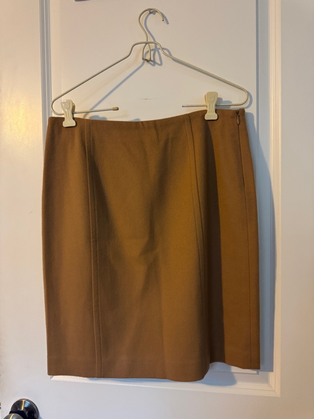 Calvin Klein Wool Cashmere pencil slim Skirt Camel Brown mini Size 8 NWT Vintage